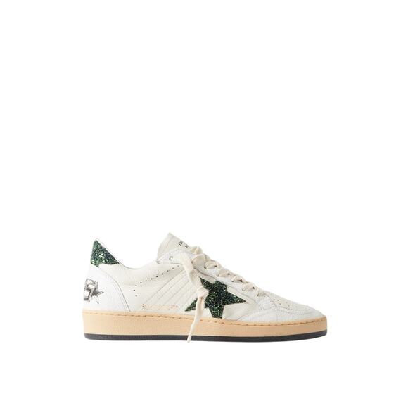 Golden Goose 'Ballstar' White Leather Glittered Distressed Leather Sneakers - Picture 1 of 7